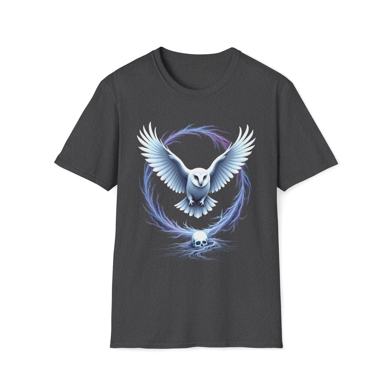 Macabre Threads Dark Heather Ethereal Portal – Mystical Owl T-Shirt