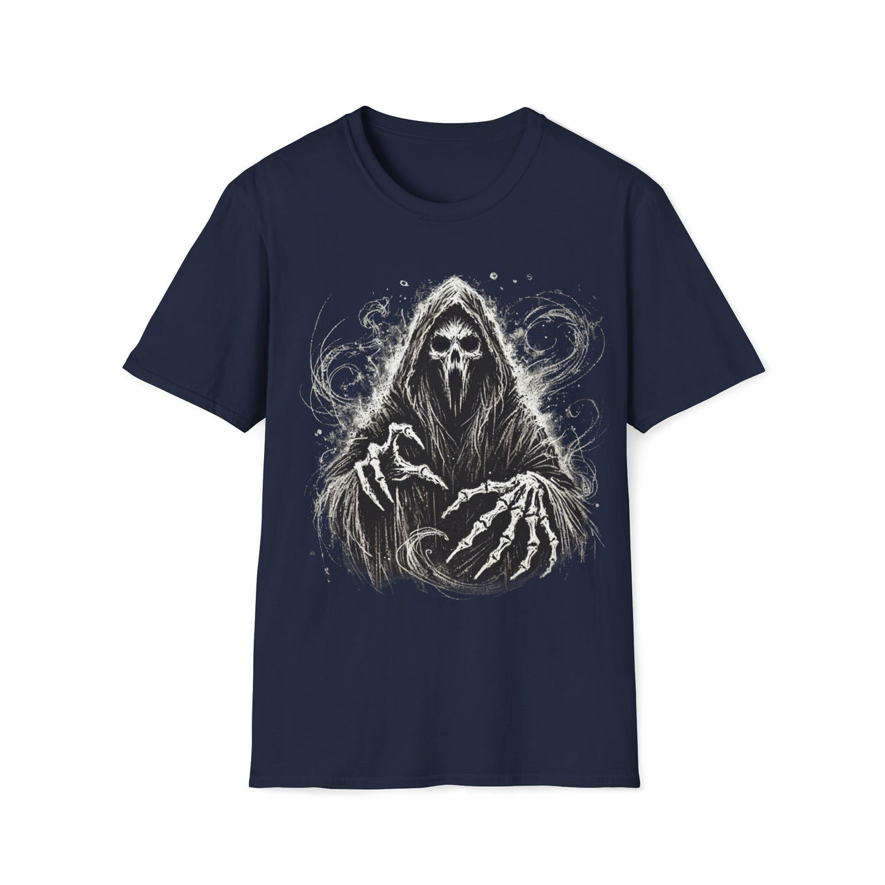 Macabre Threads Navy Phantom Shroud – Gothic Phantom Reaper T-Shirt