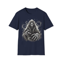 Macabre Threads Navy Phantom Shroud – Gothic Phantom Reaper T-Shirt