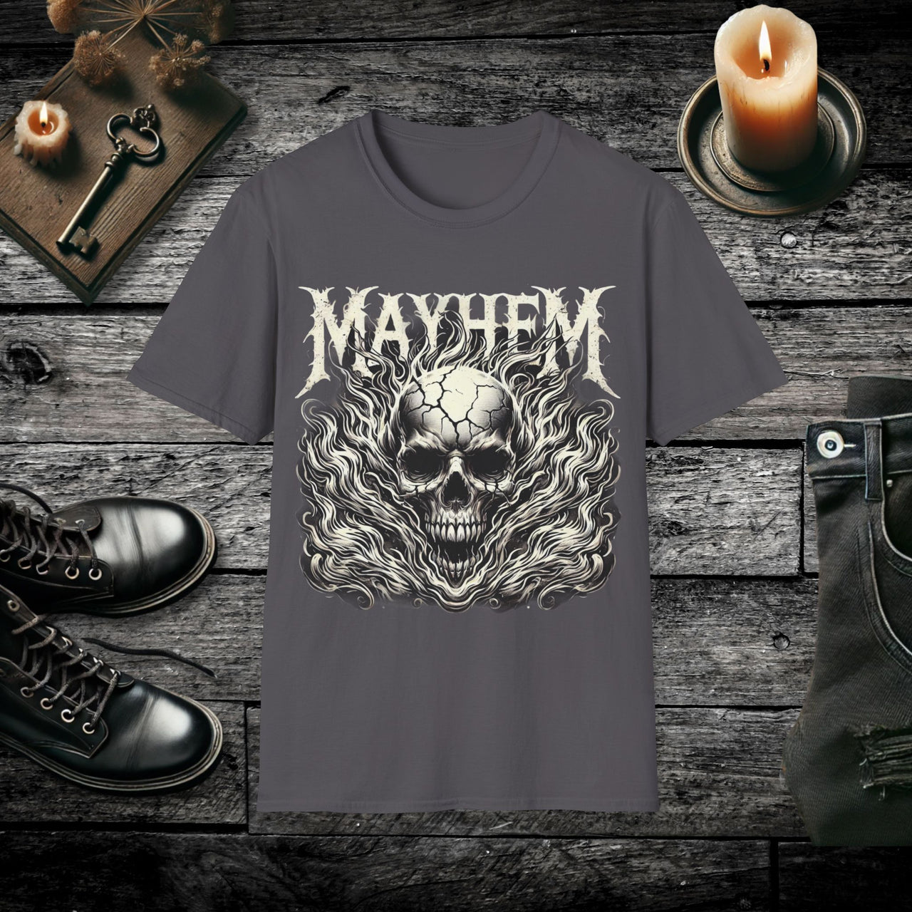 Mayhem – Flaming Skull T-Shirt