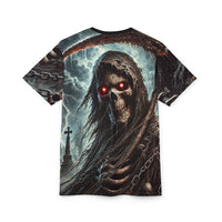 Macabre Threads Harbinger of Doom All-Over Print T-Shirt – Grim Reaper Storm Tee