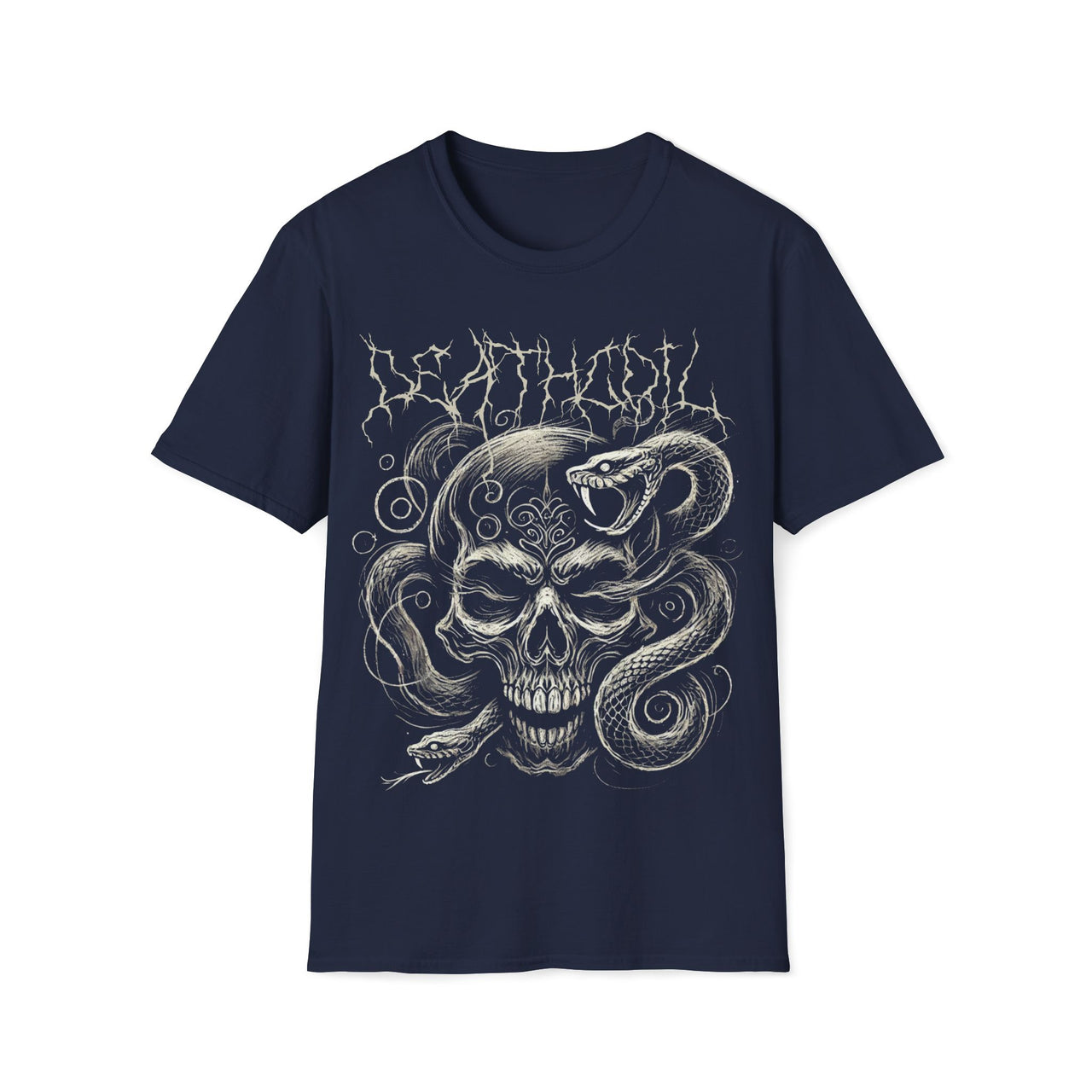 Macabre Threads Navy Deathcoil – Skull Snake Shirt
