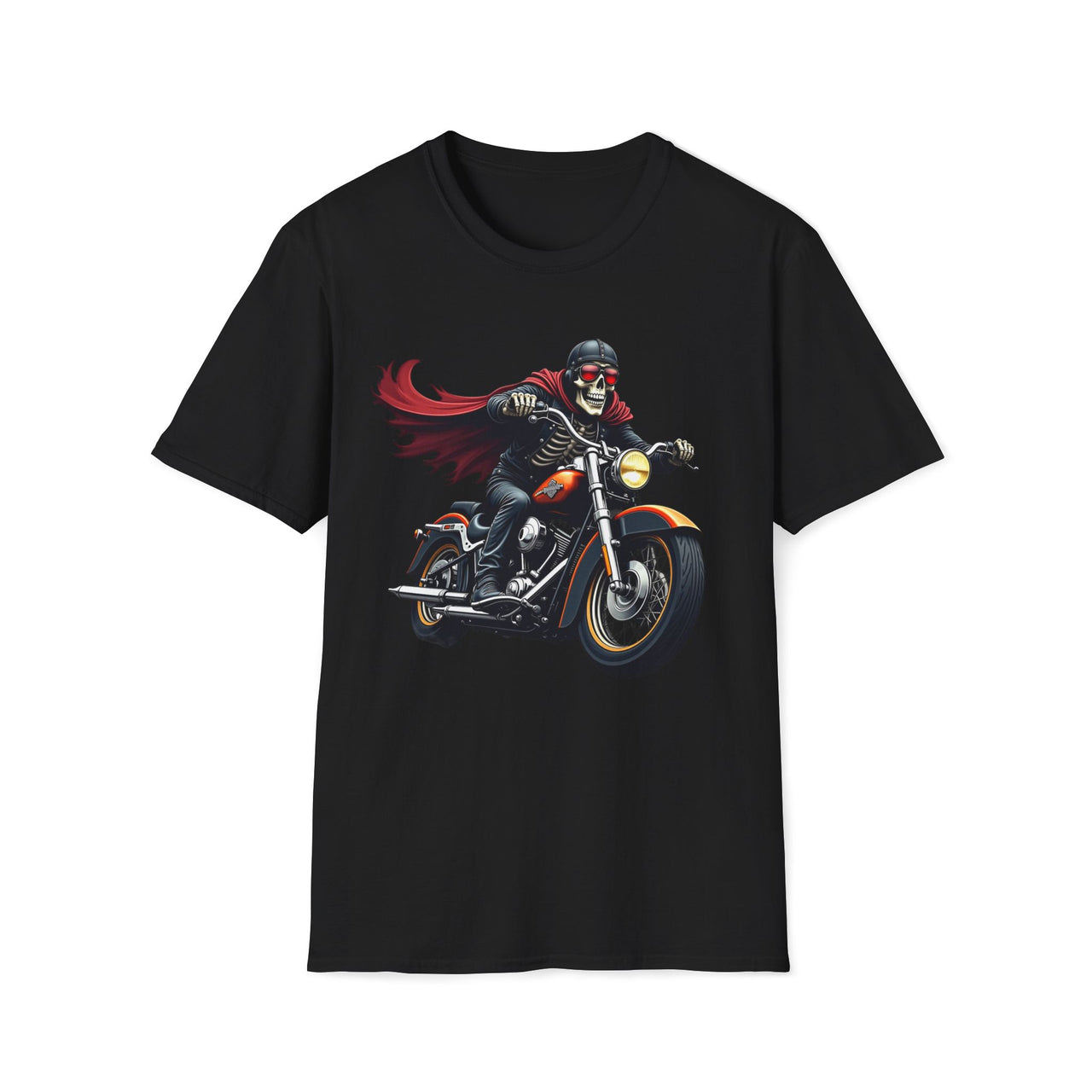 Macabre Threads Black Gothic Rider T-Shirt – Skeleton Motorcycle Graphic Tee