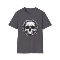 Macabre Threads Charcoal Gothic Skull Thorned Skull T Shirt – Dark Gothic Graphic Tee