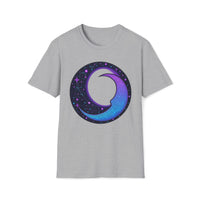Macabre Threads Sport Grey Lunar Whimsy – Cosmic Moon Swirl T-Shirt