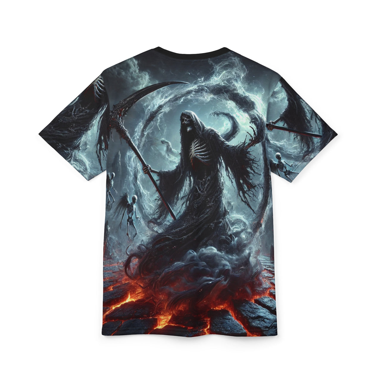 Macabre Threads Eternal Abyss All-Over Print T-Shirt – Grim Reaper Void Scythe Tee