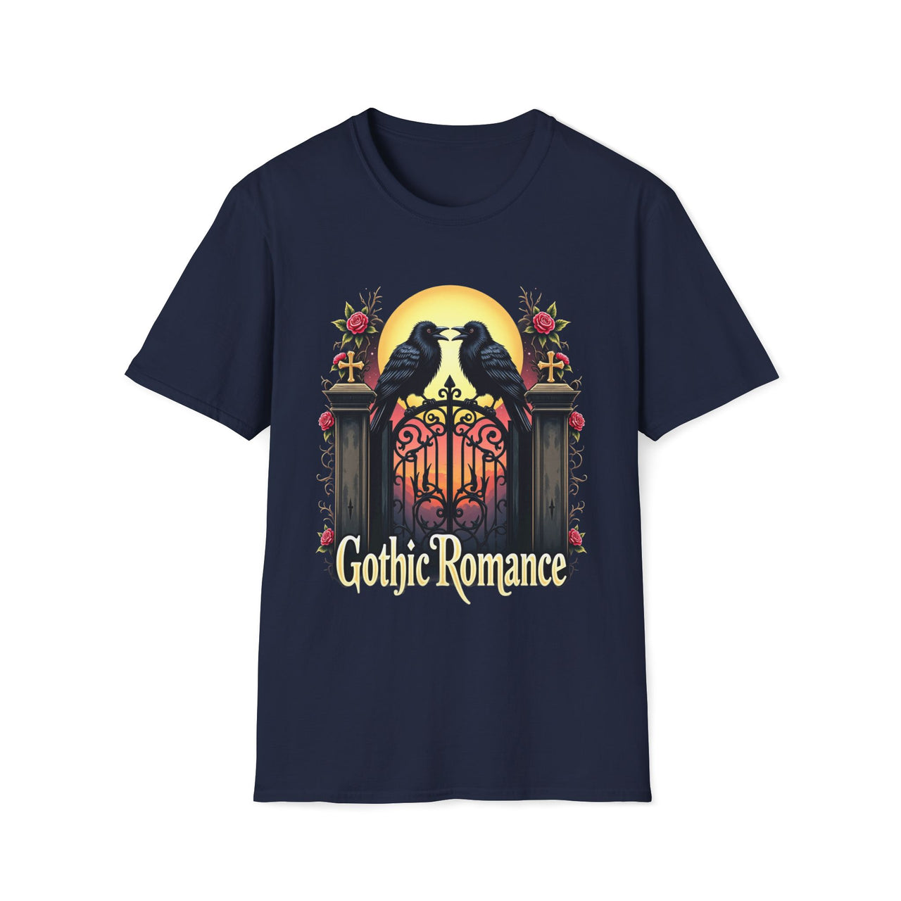 Macabre Threads Navy Gothic Ravens T-Shirt – Dark Romance Crow Tee