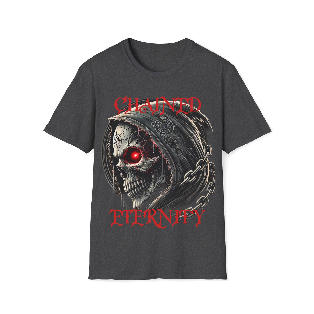 Macabre Threads Dark Heather Chained Eternity – Grim Reaper Skull T-Shirt