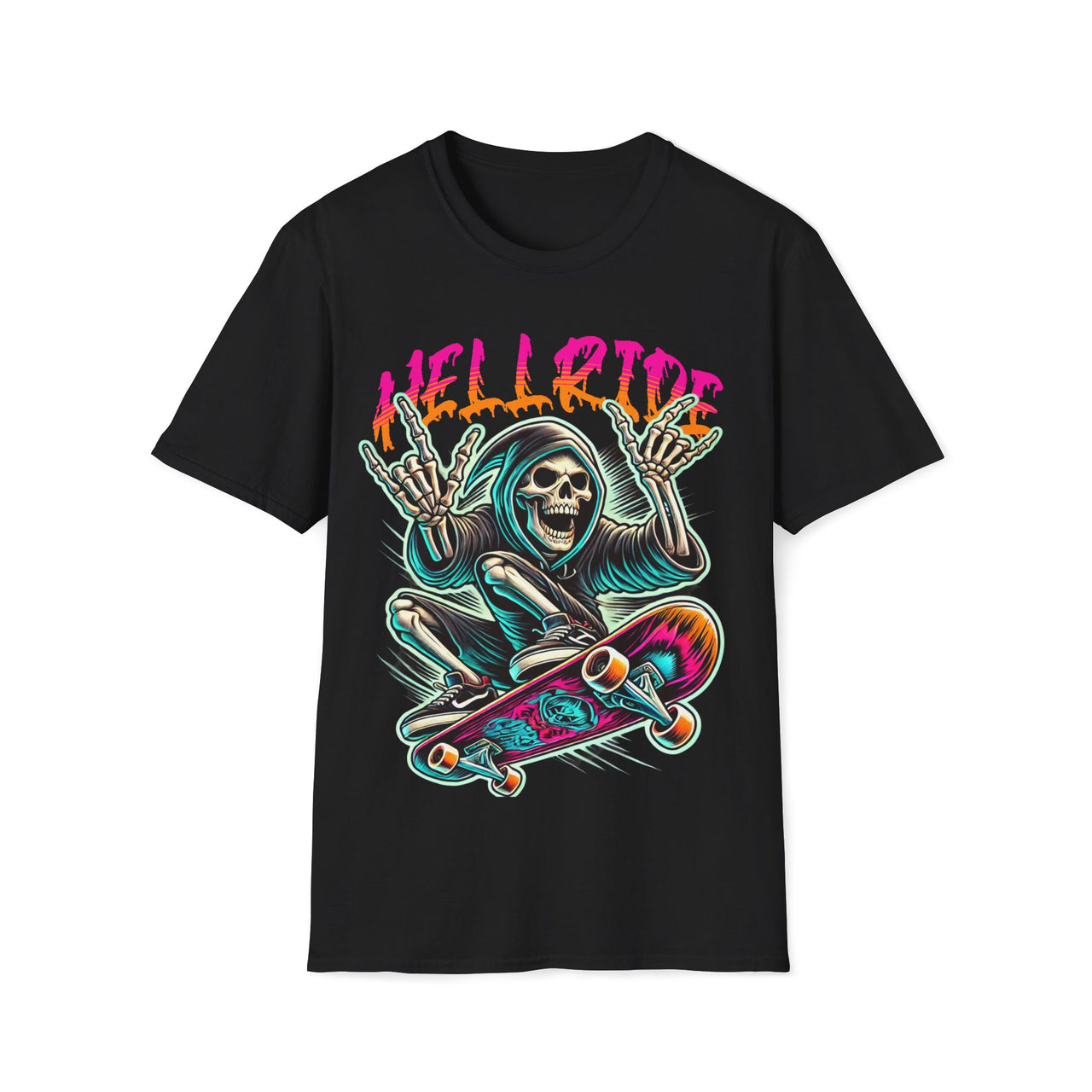 Macabre Threads Black Hellride – Grim Reaper Skateboard T-Shirt