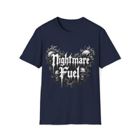 Macabre Threads Navy Nightmare Fuel T-Shirt – Gothic Skull Graphic Tee