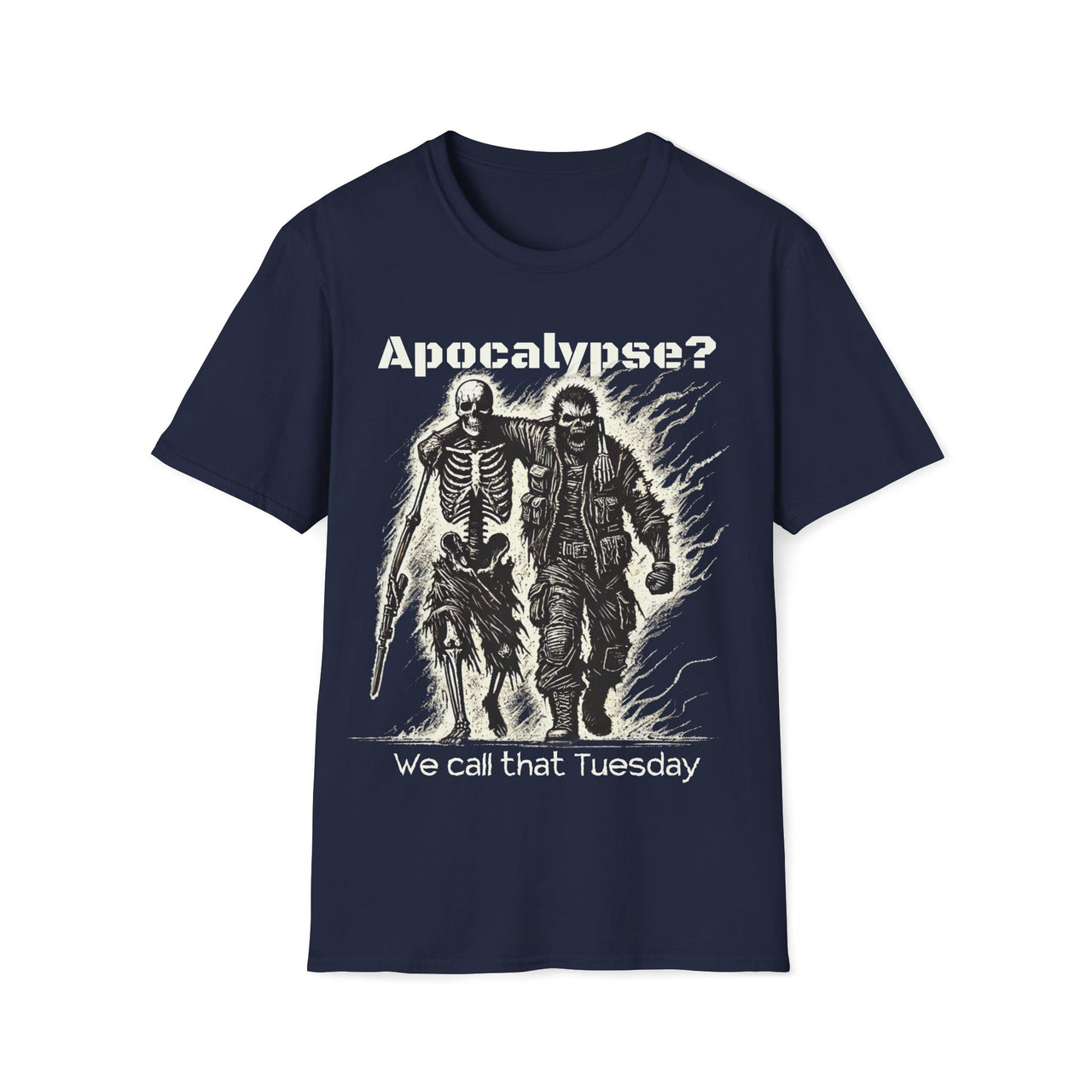 Macabre Threads Navy Wasteland Walkers T-Shirt – Apocalypse Gothic Humor Tee