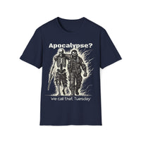 Macabre Threads Navy Wasteland Walkers T-Shirt – Apocalypse Gothic Humor Tee