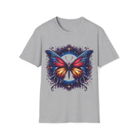 Macabre Threads Sport Grey Ethereal Wings – Cosmic Butterfly T-Shirt