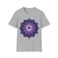 Macabre Threads Sport Grey Mystic Weave T-Shirt – Gothic Spider Web Graphic Tee