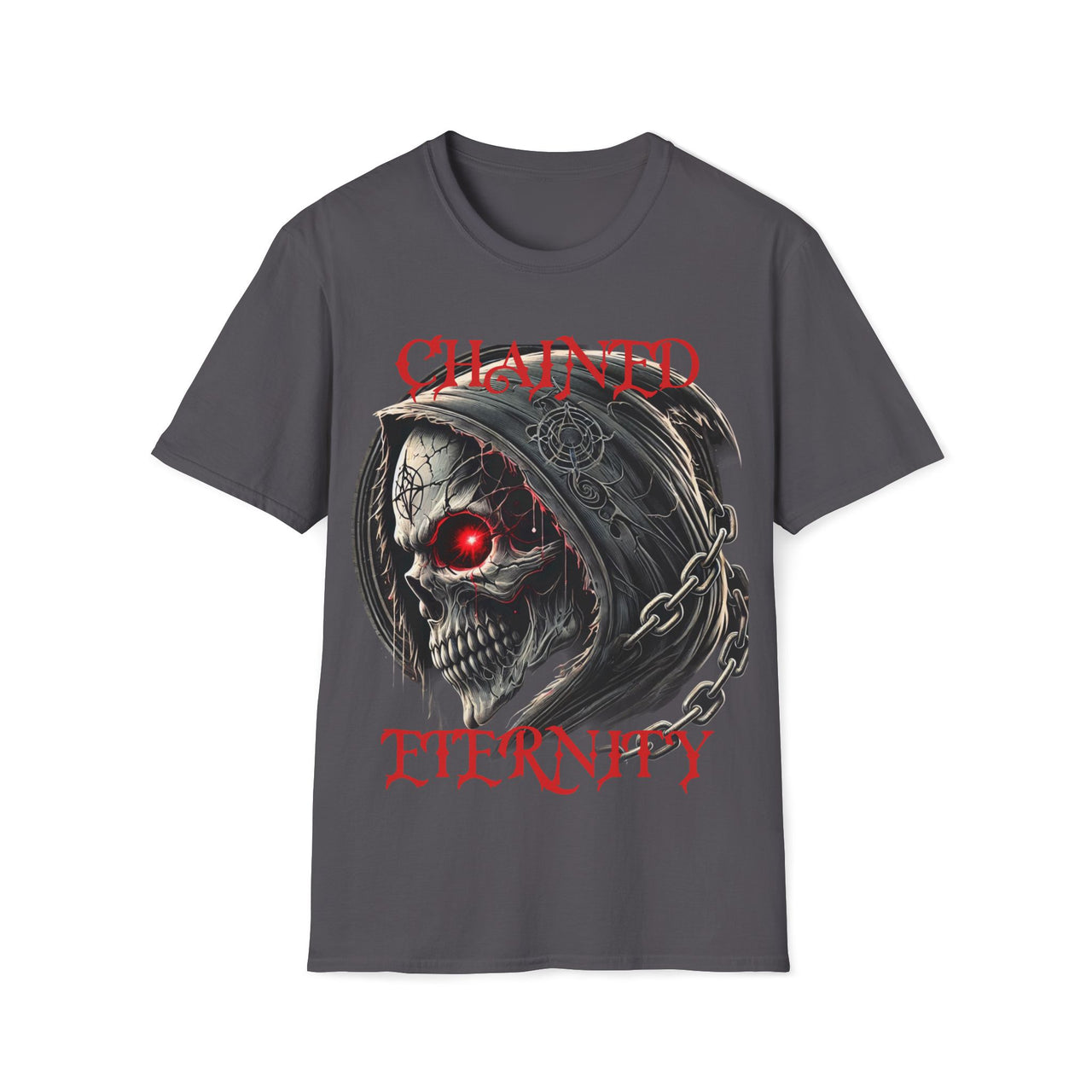 Macabre Threads Charcoal Chained Eternity – Grim Reaper Skull T-Shirt