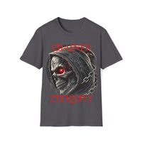 Macabre Threads Charcoal Chained Eternity – Grim Reaper Skull T-Shirt