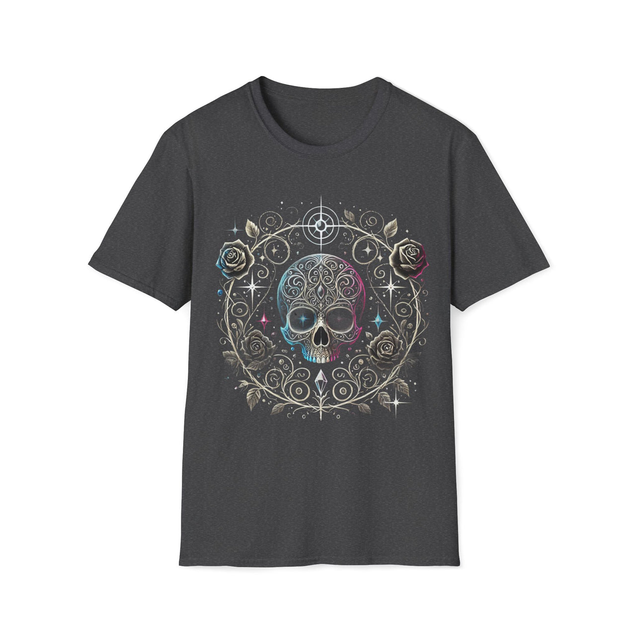 Macabre Threads Dark Heather Eternal Elegance – Decorative Skull Shirt