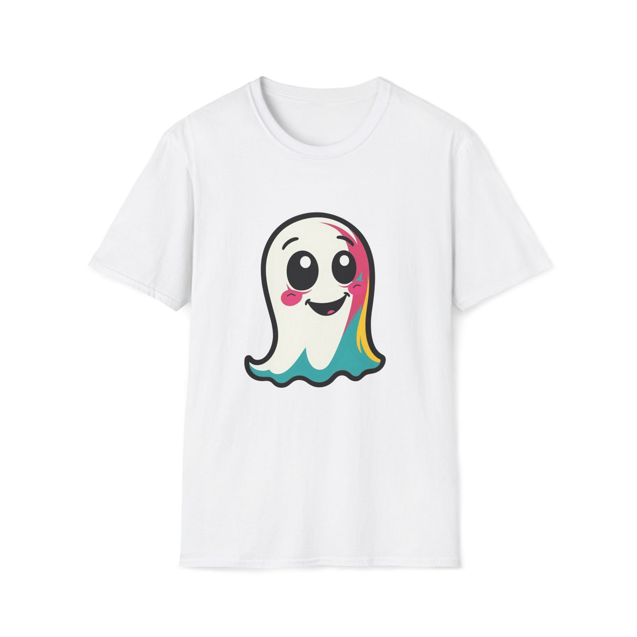 Macabre Threads White Pop Ghost T-Shirt – Cute Colorful Ghost Tee