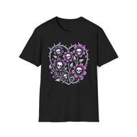 Macabre Threads Black Grim Blooms – Skull Flower T-Shirt