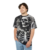 Macabre Threads Perished All-Over Print T-Shirt – Chalk-Style Graveyard Death Tee