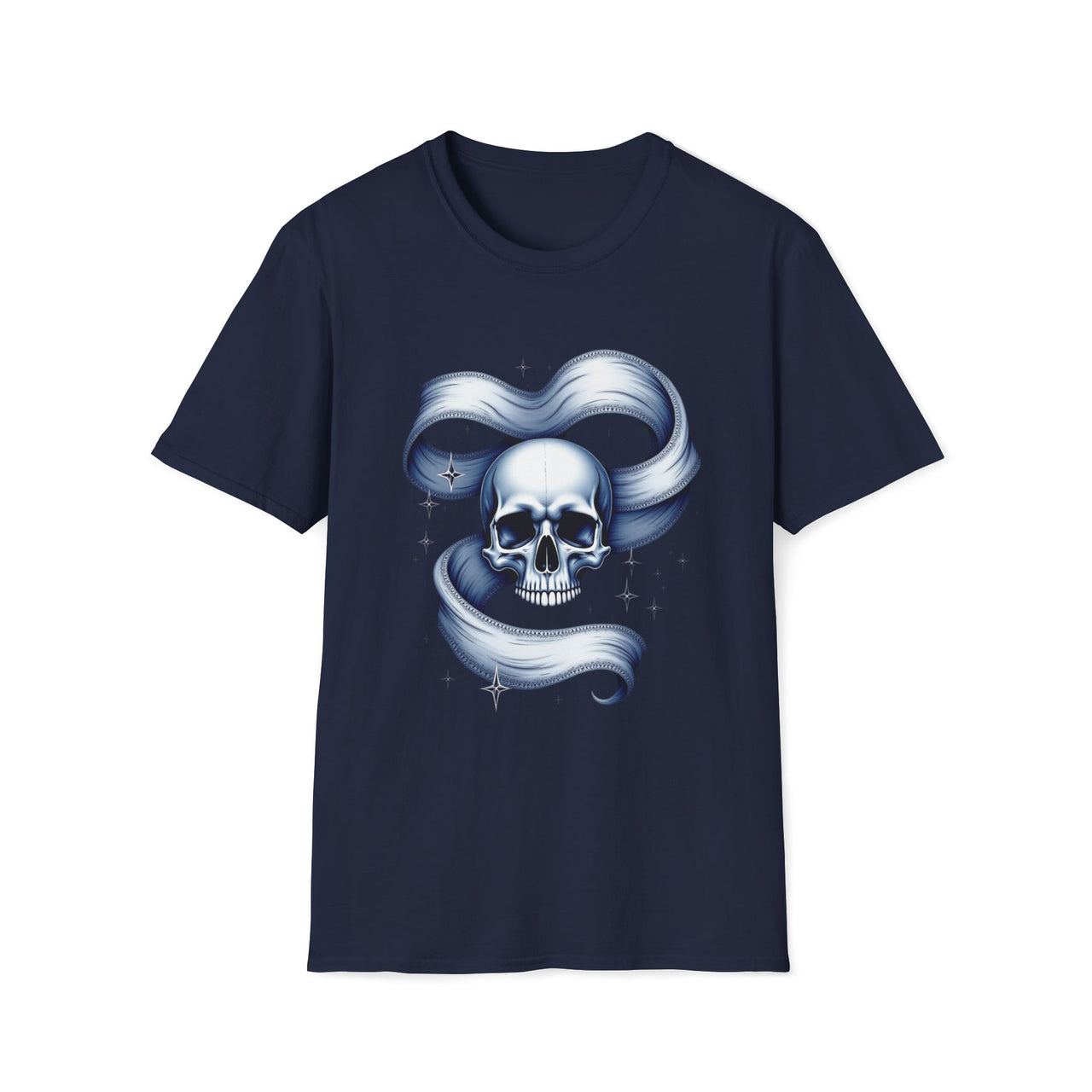 Macabre Threads Navy Stellar Skull Galaxy Skull T Shirt – Cosmic Gothic Tee