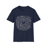 Macabre Threads Navy Chaotic Heart T-Shirt – Whimsical Gothic Doodle Tee