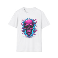 Macabre Threads White Bat Swirl Skull T Shirt – Neon Gothic Bat Skull Tee