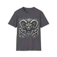 Macabre Threads Charcoal Demon’s Fury - Horned Hellbeast Gothic T-Shirt
