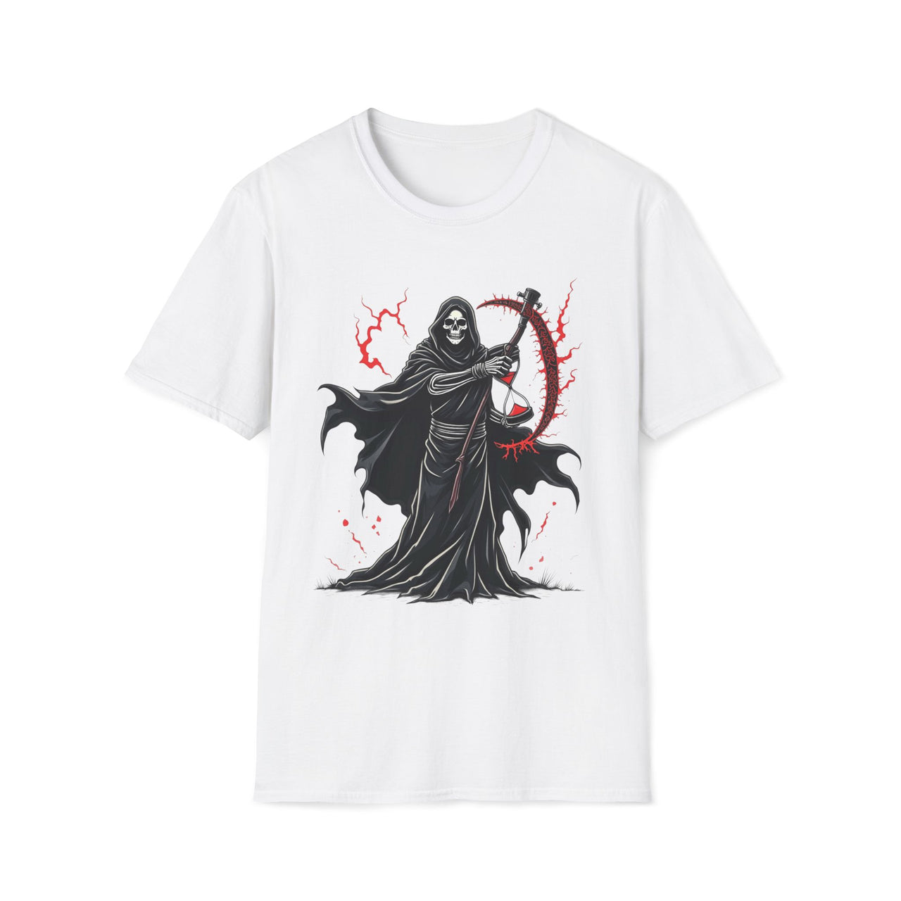 Macabre Threads White Reaper Essence – Crimson Scythe T-Shirt