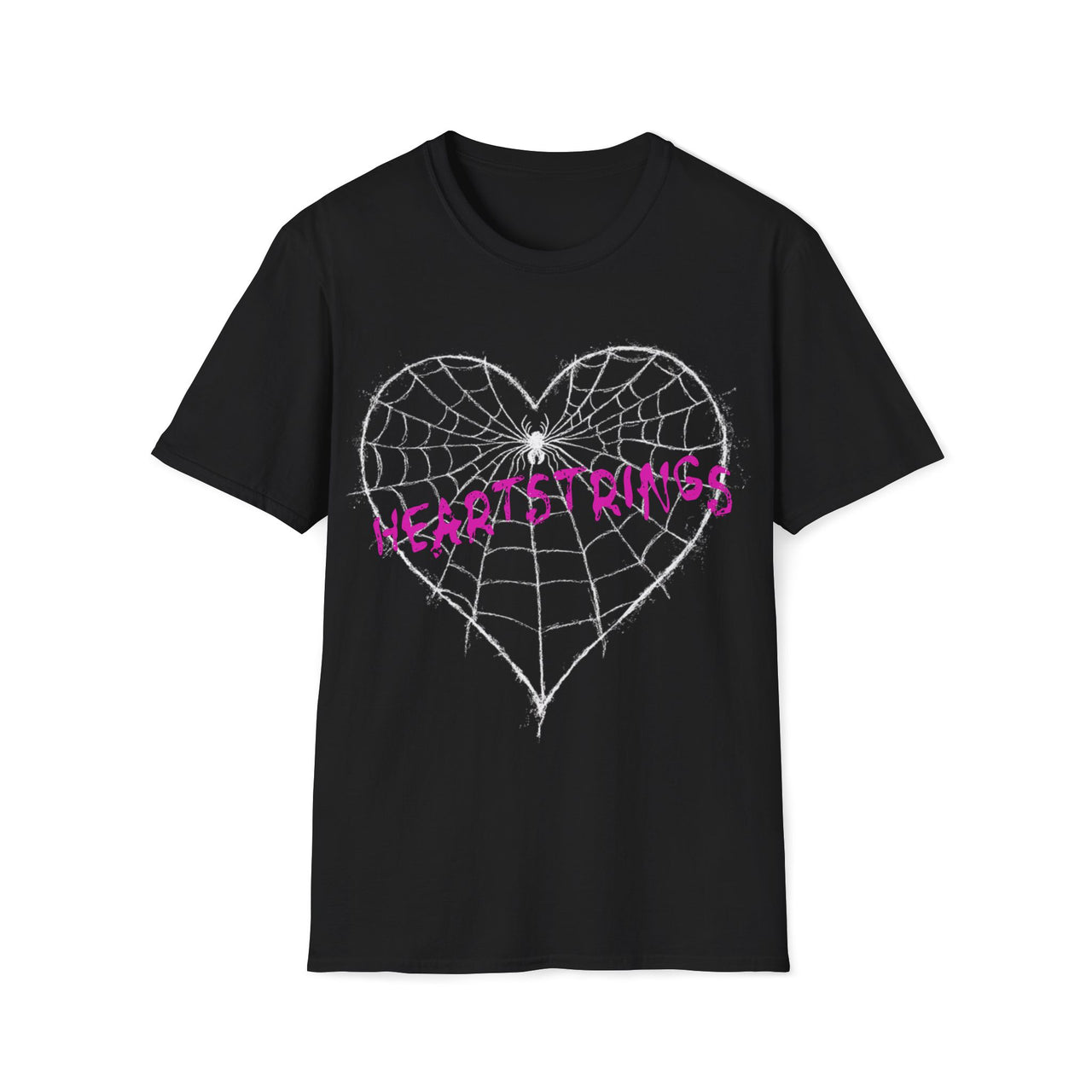 Macabre Threads Black Heartstrings T-Shirt – Gothic Spiderweb Heart Tee