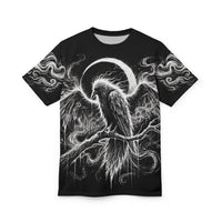 Macabre Threads Black stitching Moonveil All-Over Print T-Shirt – Lunar Eclipse Veil Tee