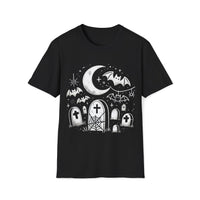 Macabre Threads Black Starlit Rest T-Shirt – Gothic Graveyard Under the Moon