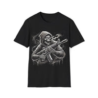 Macabre Threads Black Grim Vigilante – Grim Reaper Rifle T-Shirt