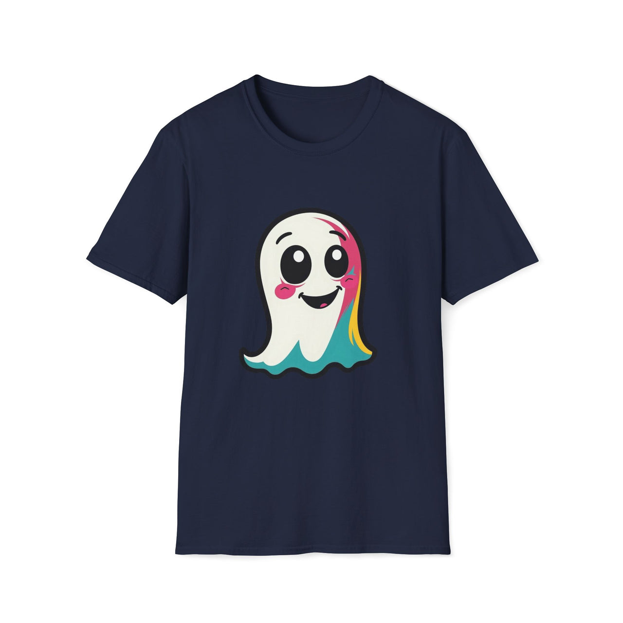 Macabre Threads Navy Pop Ghost T-Shirt – Cute Colorful Ghost Tee