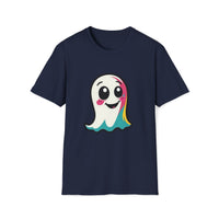 Macabre Threads Navy Pop Ghost T-Shirt – Cute Colorful Ghost Tee