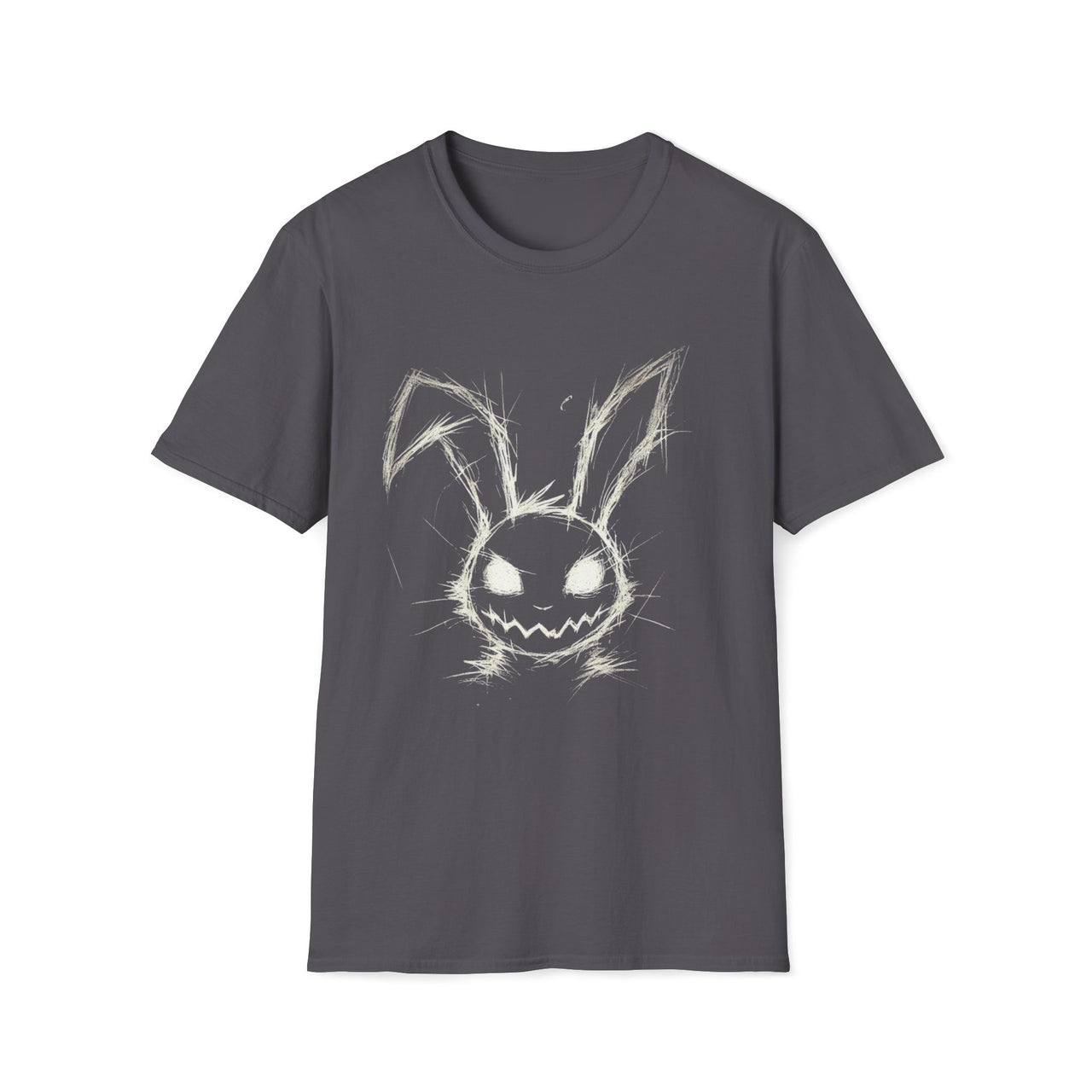 Macabre Threads Charcoal Wicked Hare T-Shirt – Gothic Sketch Bunny Design