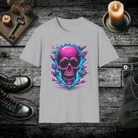 Bat Swirl Skull T Shirt – Neon Gothic Bat Skull Tee