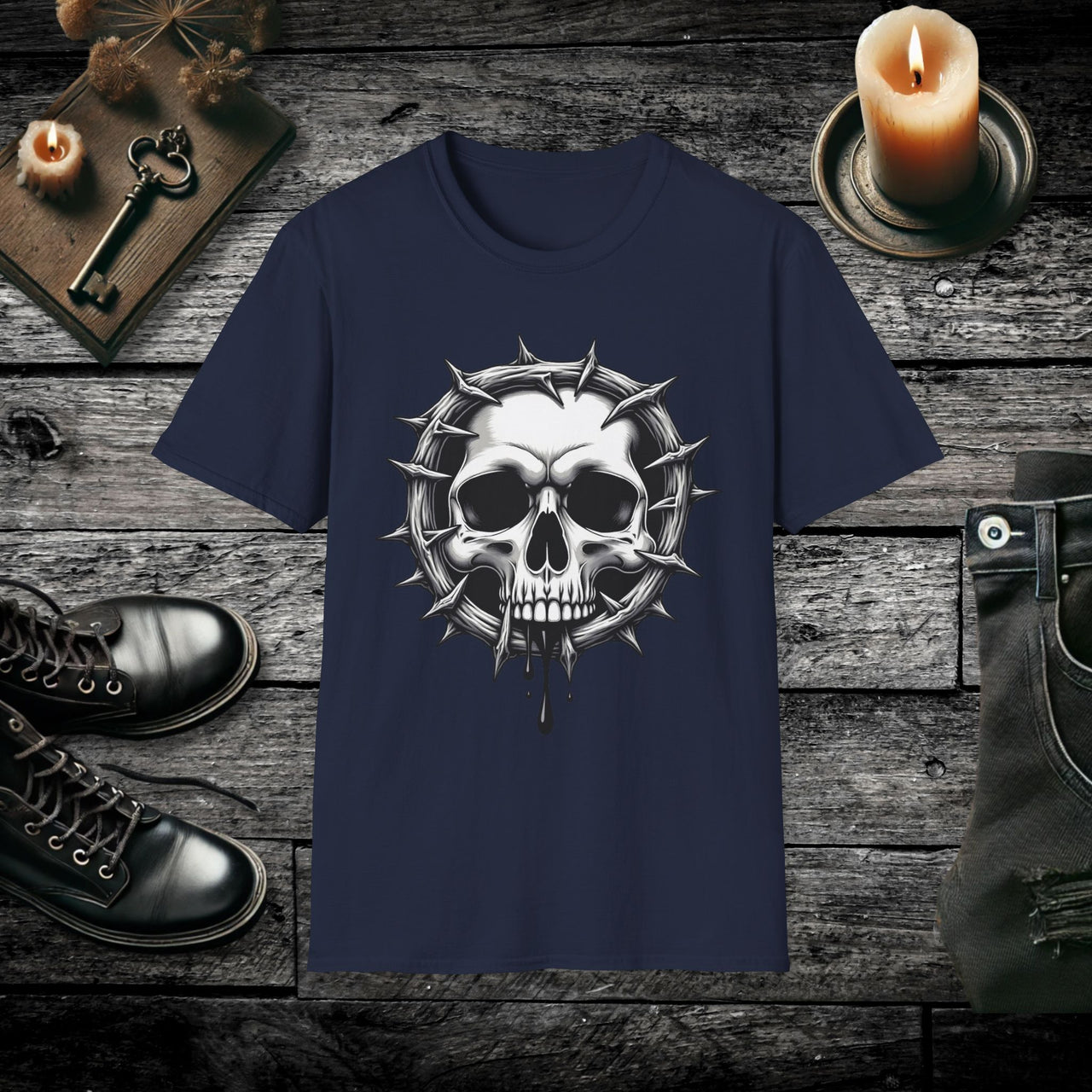 Gothic Skull Thorned Skull T Shirt – Dark Gothic Graphic Tee