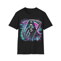 Macabre Threads Black Digital Reaper – Cyberpunk Grim Reaper T-Shirt
