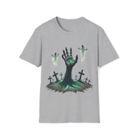 Macabre Threads Sport Grey Grave Surge - Gothic Resurrection T-Shirt