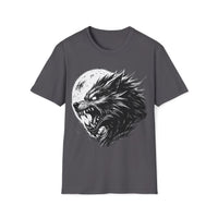 Macabre Threads Charcoal Lunar Snarl – Moonlit Wolf T-Shirt