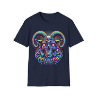 Macabre Threads Navy Psychedelic Baphomet T-Shirt – Trippy Gothic Goat Skull Tee