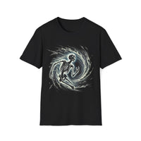 Macabre Threads Black Vortex Revenant T-Shirt – Gothic Skeleton in Swirling Energy