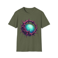Macabre Threads Luminous Maze T-Shirt – Gothic Orb and Thorns Graphic Tee