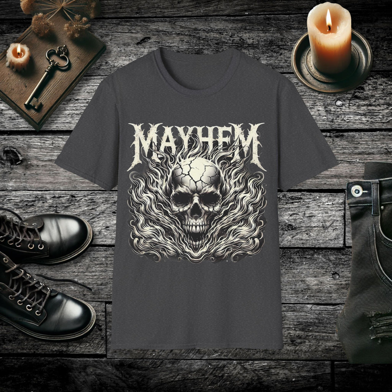 Mayhem – Flaming Skull T-Shirt