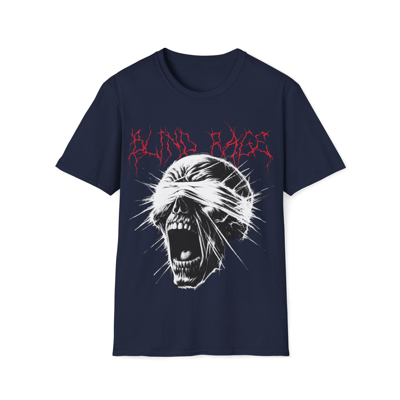 Macabre Threads Navy Blind Rage – Screaming Skull Shirt