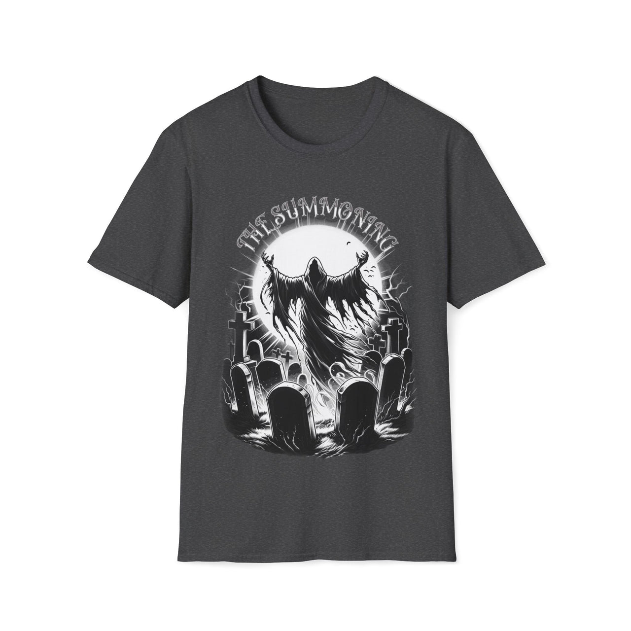 Macabre Threads Dark Heather The Summoning – Grim Reaper Graveyard T-Shirt