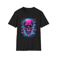 Macabre Threads Black Bat Swirl Skull T Shirt – Neon Gothic Bat Skull Tee
