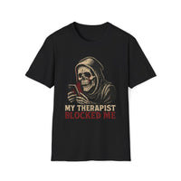 Ghosted By Therapist T-Shirt – Funny Gothic Reaper Tee