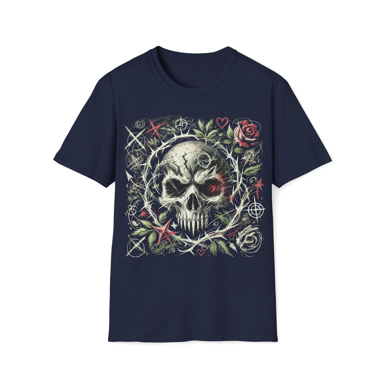 Macabre Threads Navy Thorned Eternity – Thorn Skull Shirt